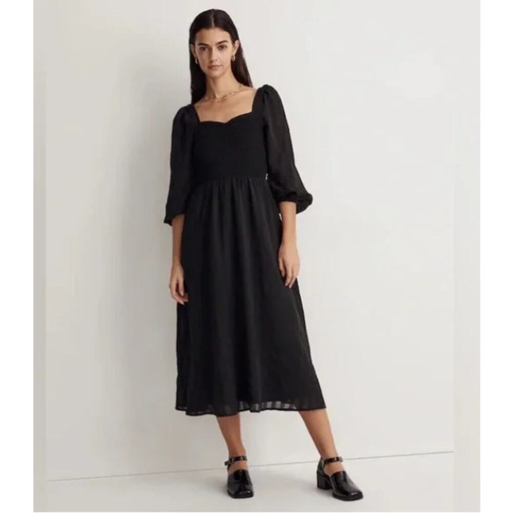 NEW! Madewell 'Lucie' Sweetheart Midi Dress in BLACK (XS)